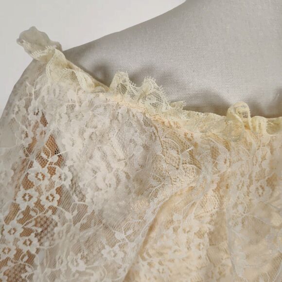 Vintage 70s Lace Puff Sleeve Midi Dress Size 4 Boho Wedding Cocktail - Picture 10 of 14